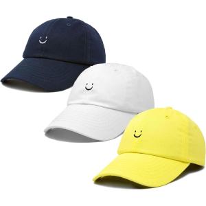 imageDALIX Smiley Face 3 Pack Dad Cap Embroidered Cotton Adjustable Baseball Hat Adult Men WomenColor 12