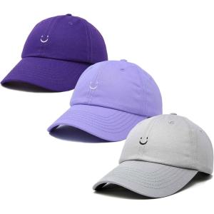 imageDALIX Smiley Face 3 Pack Dad Cap Embroidered Cotton Adjustable Baseball Hat Adult Men WomenColor 14
