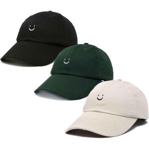 imageDALIX Smiley Face 3 Pack Dad Cap Embroidered Cotton Adjustable Baseball Hat Adult Men WomenColor 2