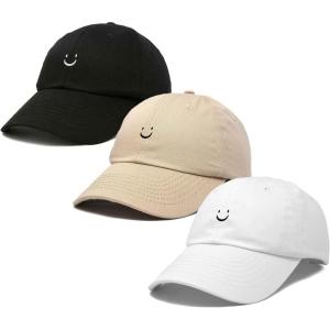 imageDALIX Smiley Face 3 Pack Dad Cap Embroidered Cotton Adjustable Baseball Hat Adult Men WomenColor 4