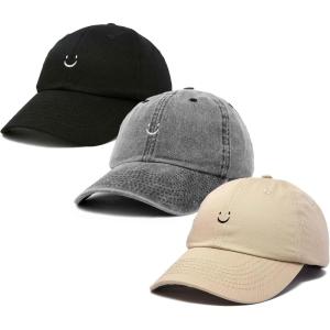 imageDALIX Smiley Face 3 Pack Dad Cap Embroidered Cotton Adjustable Baseball Hat Adult Men WomenColor 6