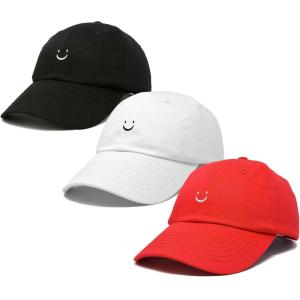imageDALIX Smiley Face 3 Pack Dad Cap Embroidered Cotton Adjustable Baseball Hat Adult Men WomenColor 7