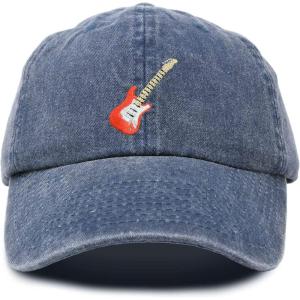 imageElectric Guitar Ball Cap Embroidered HatWashed Navy Blue