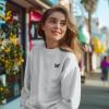 imageDALIX Butterfly Embroidery Relaxed Crewneck Sweatshirt Soft Fleece Fit Lounge WomensLunar Gray