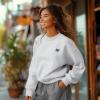 imageDALIX Butterfly Embroidery Relaxed Crewneck Sweatshirt Soft Fleece Fit Lounge WomensLunar Gray