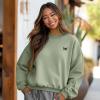 imageDALIX Butterfly Embroidery Relaxed Crewneck Sweatshirt Soft Fleece Fit Lounge WomensOil Green