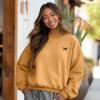 imageDALIX Butterfly Embroidery Relaxed Crewneck Sweatshirt Soft Fleece Fit Lounge WomensPeanut