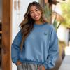 imageDALIX Butterfly Embroidery Relaxed Crewneck Sweatshirt Soft Fleece Fit Lounge WomensPebble Blue