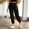 imageDALIX Ghost Embroidered Fleece Jogger Cuff Sweatpant Sweats Soft Warm Cute WomensBlack