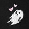 imageDALIX Heartly Ghost Embroidery Relaxed Hoodie Soft Fleece Sweatshirt Drawcord Fit Lounge WomensBlack