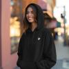 imageDALIX Heartly Ghost Embroidery Relaxed Hoodie Soft Fleece Sweatshirt Drawcord Fit Lounge WomensBlack