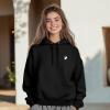 imageDALIX Heartly Ghost Embroidery Relaxed Hoodie Soft Fleece Sweatshirt Drawcord Fit Lounge WomensBlack