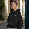imageDALIX Heartly Ghost Embroidery Relaxed Hoodie Soft Fleece Sweatshirt Drawcord Fit Lounge WomensBlack