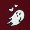 imageDALIX Heartly Ghost Embroidery Relaxed Hoodie Soft Fleece Sweatshirt Drawcord Fit Lounge WomensBurgundy