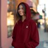 imageDALIX Heartly Ghost Embroidery Relaxed Hoodie Soft Fleece Sweatshirt Drawcord Fit Lounge WomensBurgundy