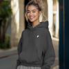 imageDALIX Heartly Ghost Embroidery Relaxed Hoodie Soft Fleece Sweatshirt Drawcord Fit Lounge WomensCharcoal Htr
