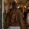 imageDALIX Heartly Ghost Embroidery Relaxed Hoodie Soft Fleece Sweatshirt Drawcord Fit Lounge WomensChestnut