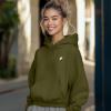 imageDALIX Heartly Ghost Embroidery Relaxed Hoodie Soft Fleece Sweatshirt Drawcord Fit Lounge WomensOlive