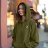 imageDALIX Heartly Ghost Embroidery Relaxed Hoodie Soft Fleece Sweatshirt Drawcord Fit Lounge WomensOlive