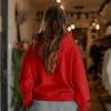imageDALIX Heartly Ghost Embroidery Relaxed Hoodie Soft Fleece Sweatshirt Drawcord Fit Lounge WomensRed