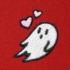 imageDALIX Heartly Ghost Embroidery Relaxed Hoodie Soft Fleece Sweatshirt Drawcord Fit Lounge WomensRed