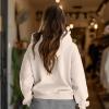 imageDALIX Heartly Ghost Embroidery Relaxed Hoodie Soft Fleece Sweatshirt Drawcord Fit Lounge WomensSandshell