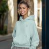 imageDALIX Heartly Ghost Embroidery Relaxed Hoodie Soft Fleece Sweatshirt Drawcord Fit Lounge WomensSea Foam