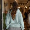 imageDALIX Heartly Ghost Embroidery Relaxed Hoodie Soft Fleece Sweatshirt Drawcord Fit Lounge WomensSea Foam