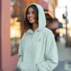 imageDALIX Heartly Ghost Embroidery Relaxed Hoodie Soft Fleece Sweatshirt Drawcord Fit Lounge WomensSea Foam