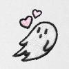 imageDALIX Heartly Ghost Embroidery Relaxed Hoodie Soft Fleece Sweatshirt Drawcord Fit Lounge WomensWhite