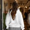 imageDALIX Heartly Ghost Embroidery Relaxed Hoodie Soft Fleece Sweatshirt Drawcord Fit Lounge WomensWhite