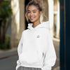 imageDALIX Heartly Ghost Embroidery Relaxed Hoodie Soft Fleece Sweatshirt Drawcord Fit Lounge WomensWhite