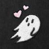 imageDALIX Heartly Ghost Embroidery Washed Sweatshirt Hoodie Fleece Relaxed Fit Lounge WomensBlack