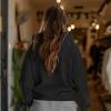 imageDALIX Heartly Ghost Embroidery Washed Sweatshirt Hoodie Fleece Relaxed Fit Lounge WomensBlack