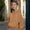 imageDALIX Heartly Ghost Embroidery Washed Sweatshirt Hoodie Fleece Relaxed Fit Lounge WomensCamel