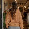 imageDALIX Heartly Ghost Embroidery Washed Sweatshirt Hoodie Fleece Relaxed Fit Lounge WomensCamel
