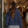 imageDALIX Heartly Ghost Embroidery Washed Sweatshirt Hoodie Fleece Relaxed Fit Lounge WomensDenim Blue