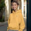 imageDALIX Heartly Ghost Embroidery Washed Sweatshirt Hoodie Fleece Relaxed Fit Lounge WomensMustard