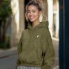 imageDALIX Heartly Ghost Embroidery Washed Sweatshirt Hoodie Fleece Relaxed Fit Lounge WomensOlive