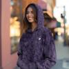 imageDALIX Heartly Ghost Embroidery Washed Sweatshirt Hoodie Fleece Relaxed Fit Lounge WomensPurple