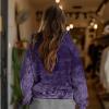 imageDALIX Heartly Ghost Embroidery Washed Sweatshirt Hoodie Fleece Relaxed Fit Lounge WomensPurple