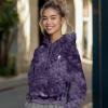 imageDALIX Heartly Ghost Embroidery Washed Sweatshirt Hoodie Fleece Relaxed Fit Lounge WomensPurple