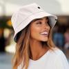 imageDALIX Lil Flower Embroidered Cotton Cap Outdoor Bucket Hat WomensParchment White