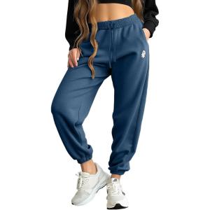 imageDALIX Ghost Embroidered Fleece Jogger Cuff Sweatpant Sweats Soft Warm Cute WomensBlue
