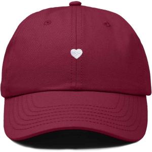 imageDALIX Lil Heart Embroidered Cotton Summer Outdoor Baseball Cap Dad Hat WomensMaroon