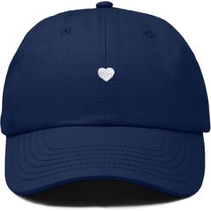 imageDALIX Lil Heart Embroidered Cotton Summer Outdoor Baseball Cap Dad Hat WomensNavy Blue