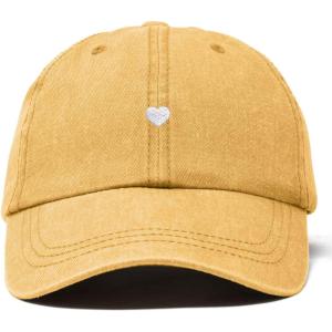 imageDALIX Lil Heart Embroidered Cotton Summer Outdoor Baseball Cap Dad Hat WomensWashed Gold
