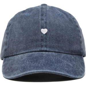 imageDALIX Lil Heart Embroidered Cotton Summer Outdoor Baseball Cap Dad Hat WomensWashed Navy Blue