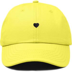 imageDALIX Lil Heart Embroidered Cotton Summer Outdoor Baseball Cap Dad Hat WomensYellow