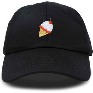 imageDALIX Sundae Cute Ice Cream Cone w Cherry On Top Summer HatBlack